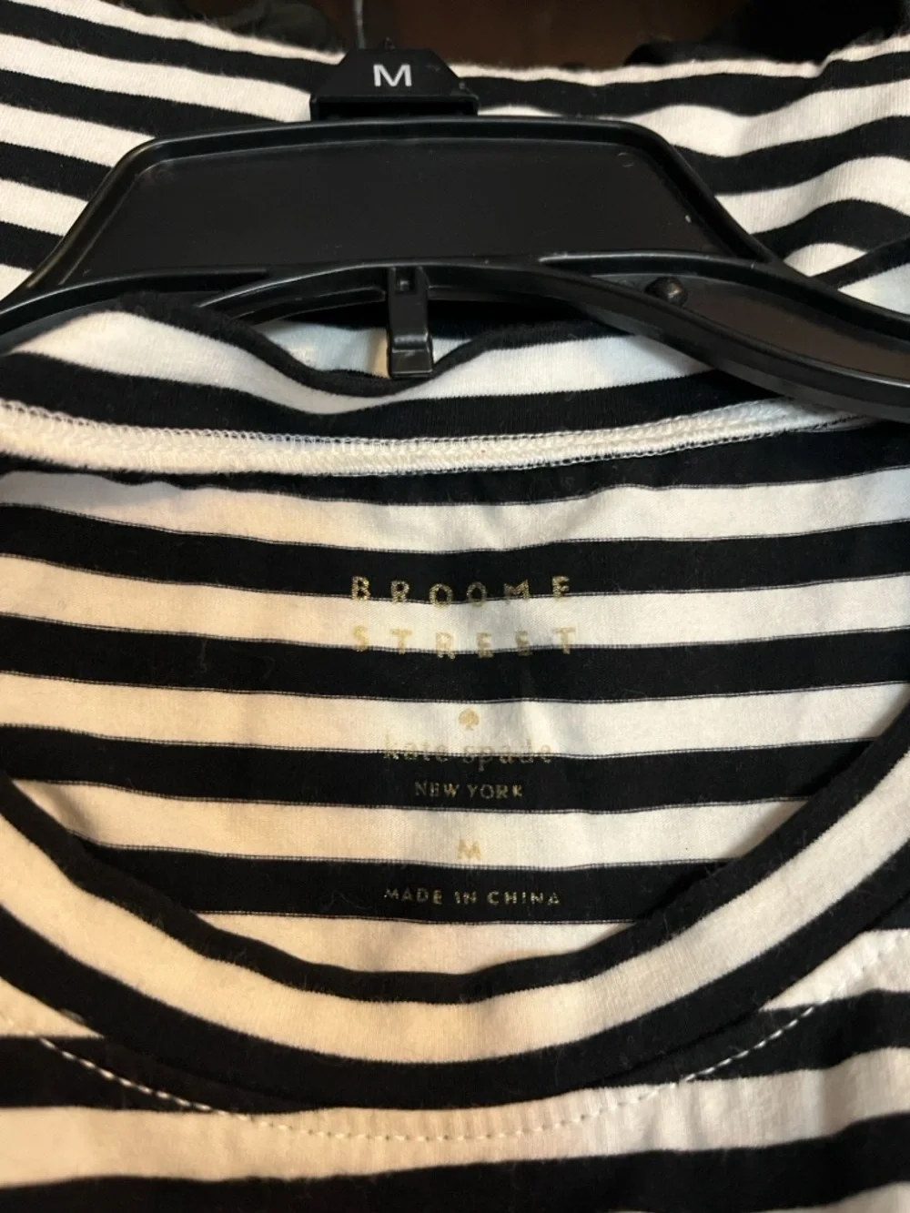 kate spade Black and White Striped Short Sleeve Peplum Tee - Picture 3 of 4